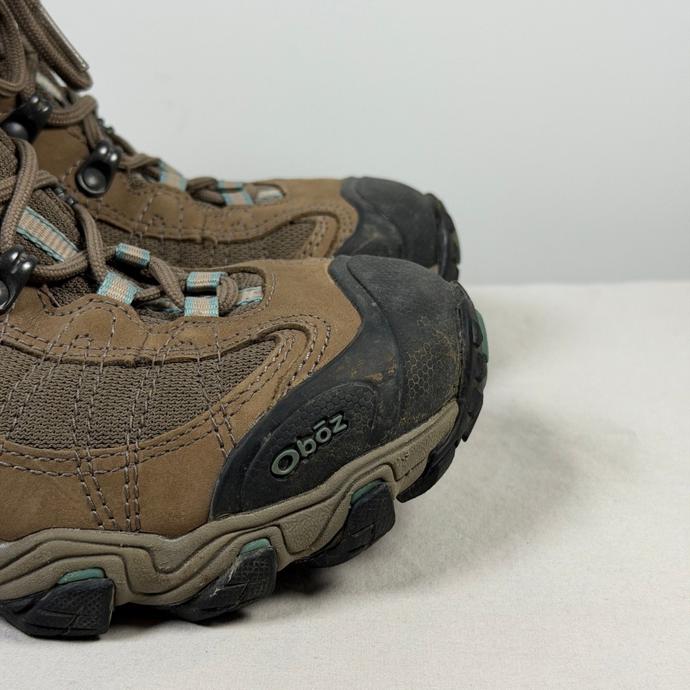Oboz Bridger Mid B-DRY Waterproof Hiking Trail Boots Brown Teal Womens Size 8 - Picture 6 of 16